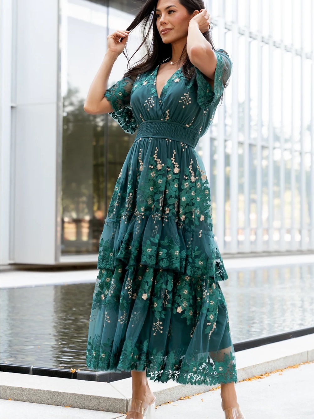 Baltic Born Lotte Embroidered Midi Dress - L